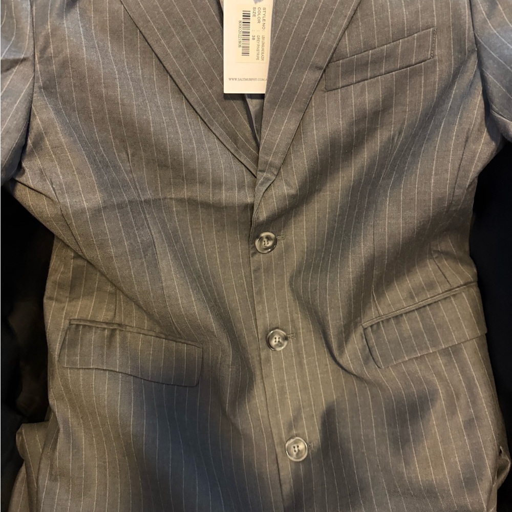 Men's Gray Pinstripe Three-Button Sport Coat
